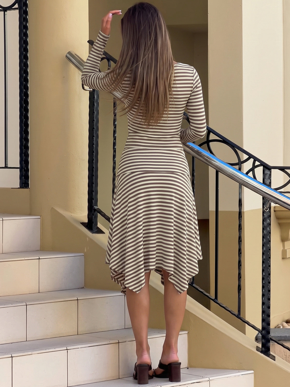 Ensemble jupe en maille rayée Lenna