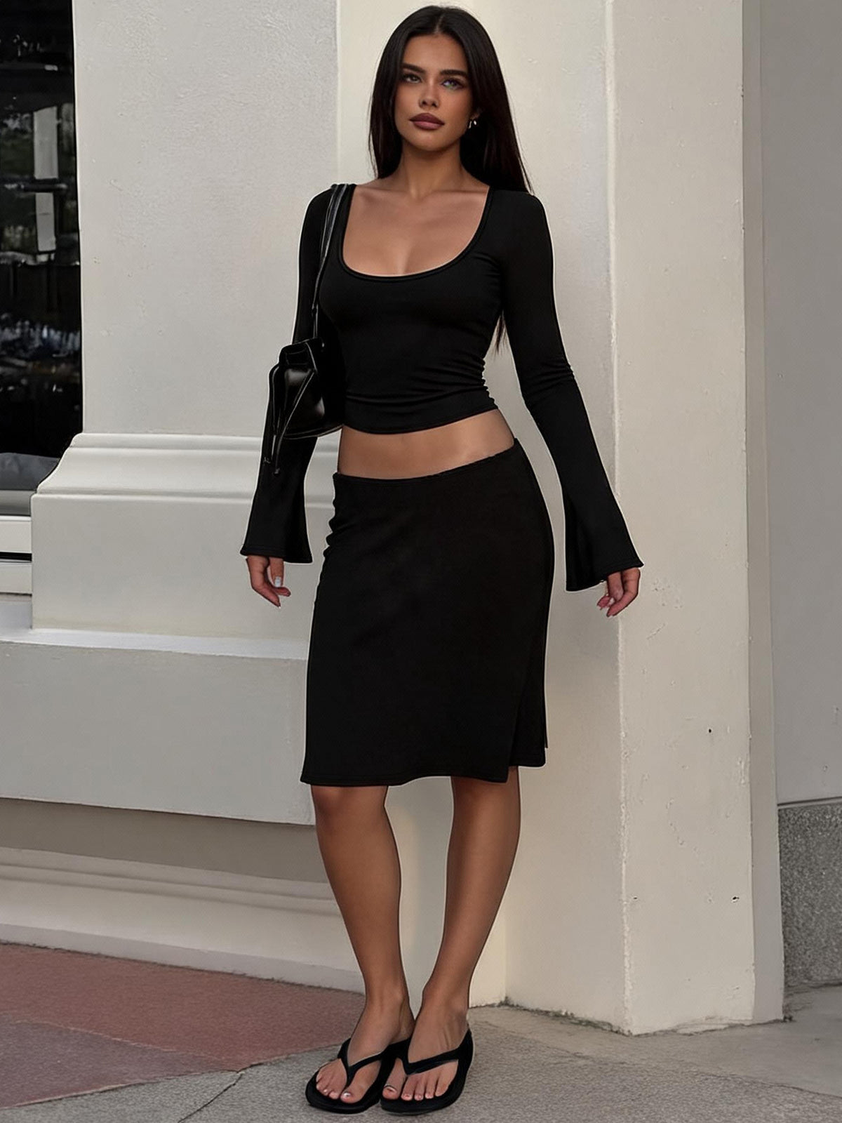 Ensemble haut à décolleté arrondi et jupe Kaia