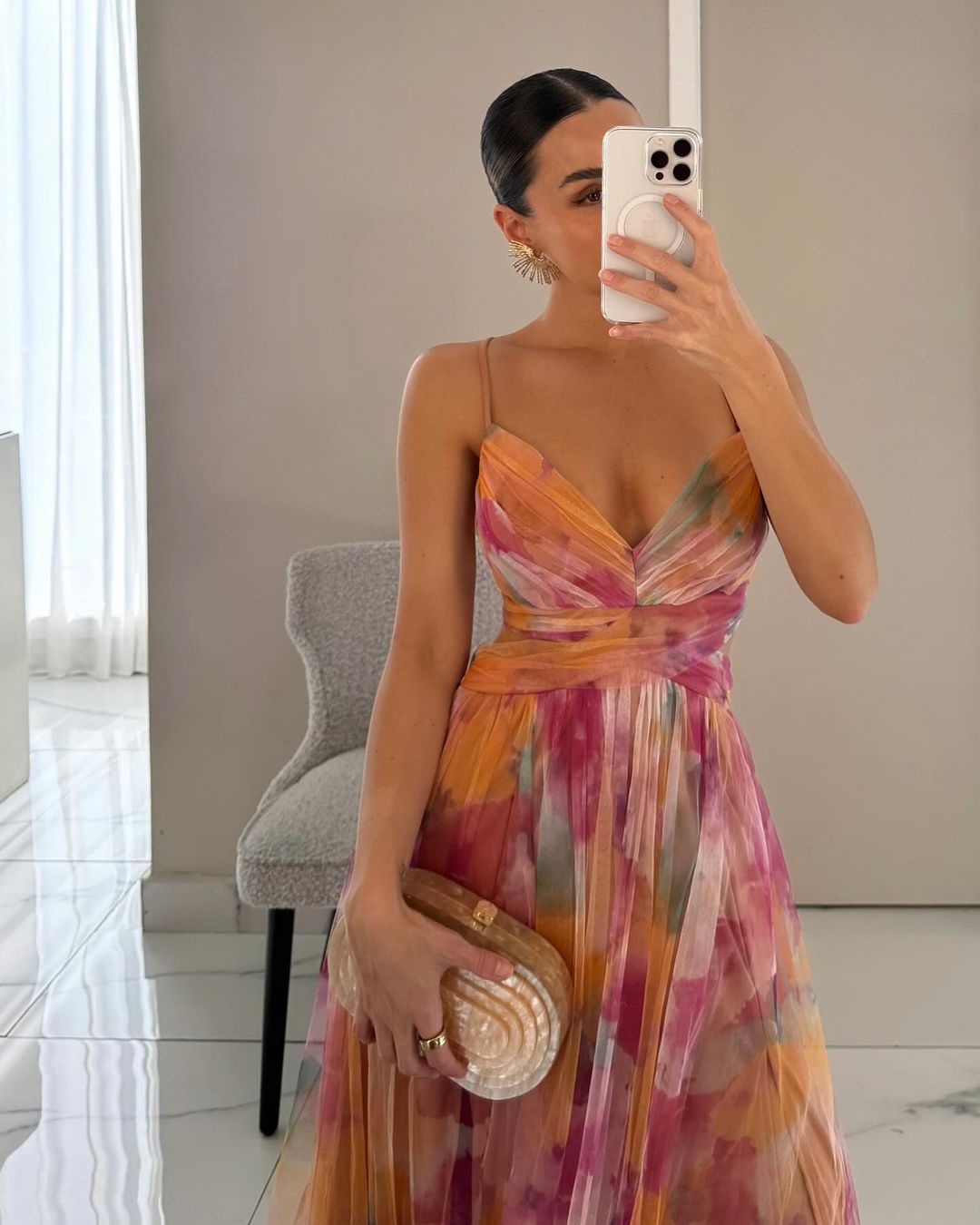 Robe longue Dahlia en tulle fleuri