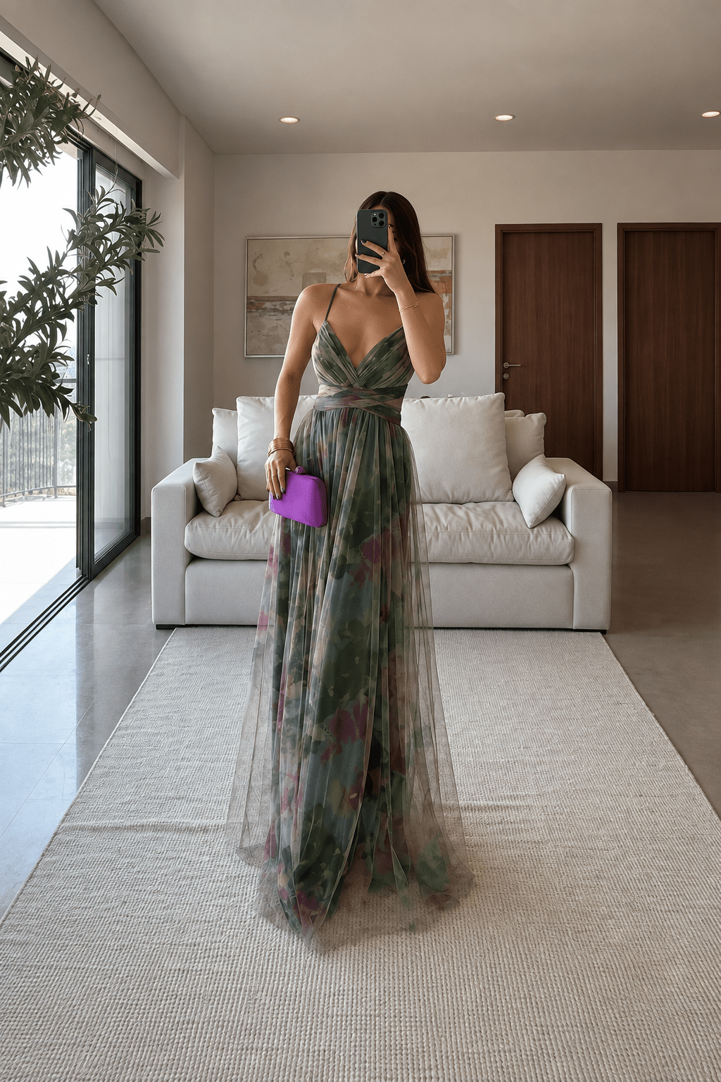 Robe longue Dahlia en tulle fleuri