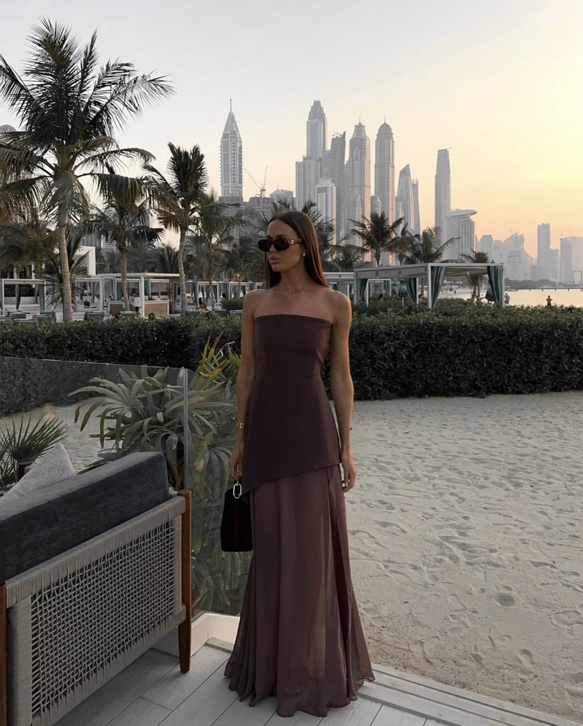 Robe longue asymétrique Daniela
