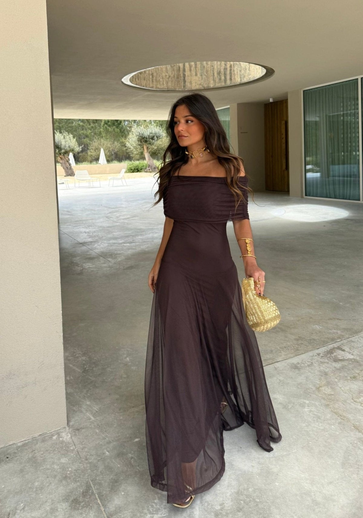 Robe longue en mesh Daniella
