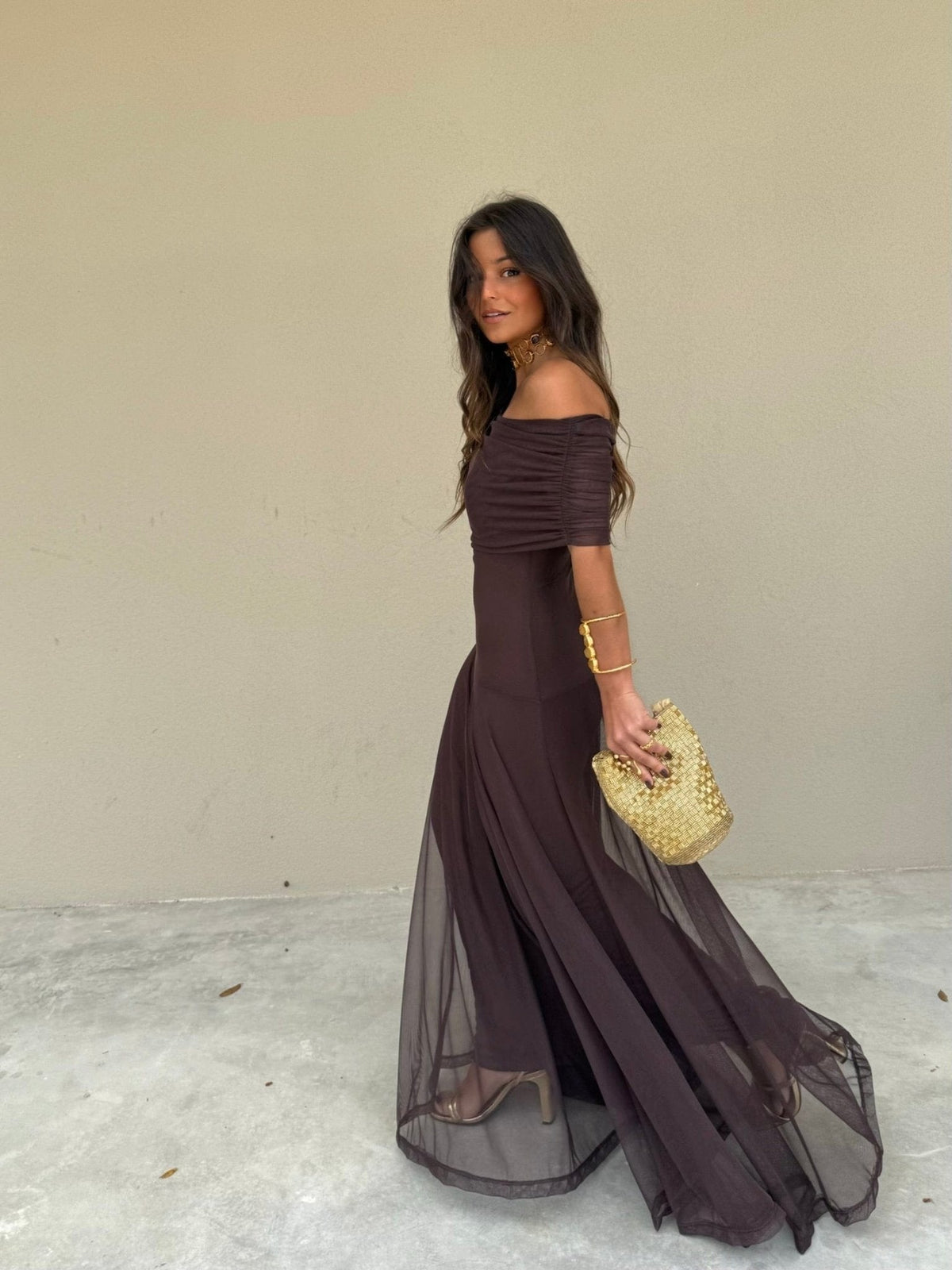 Robe longue en mesh Daniella