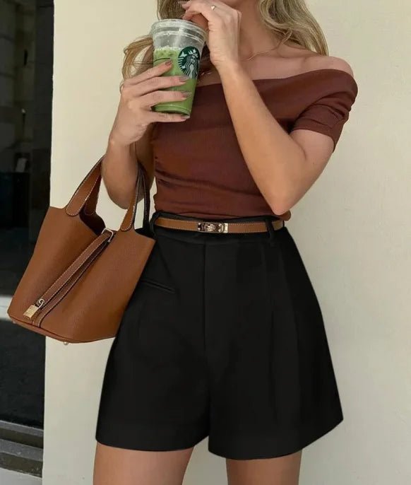 Short ajusté taille haute Daphne