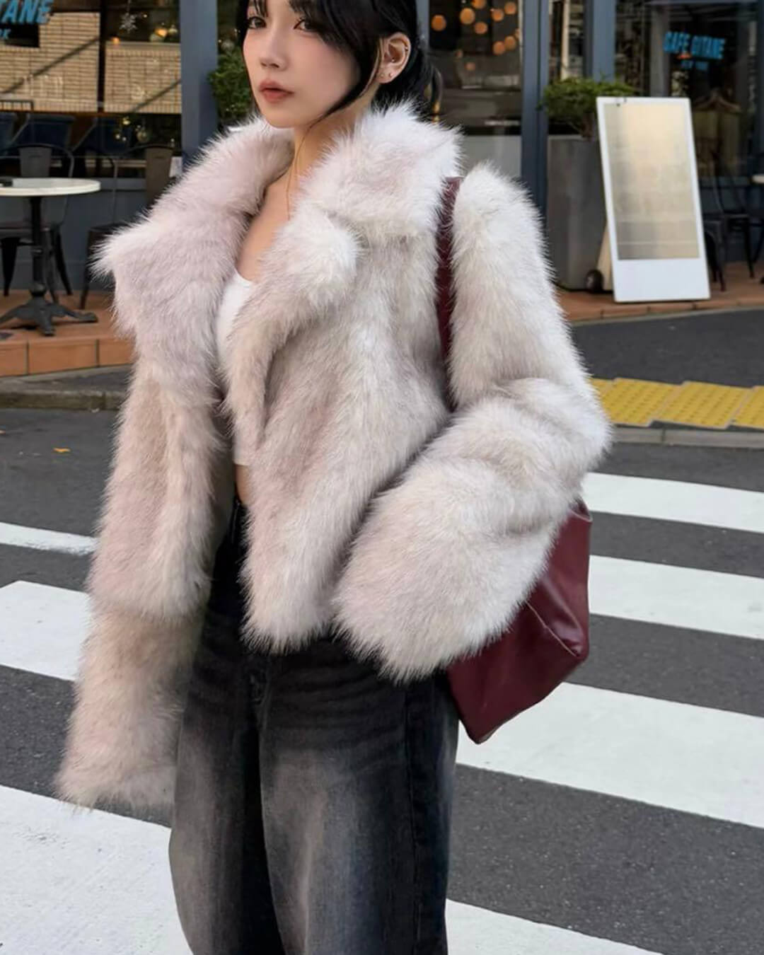 Veste Darcy courte en fausse fourrure