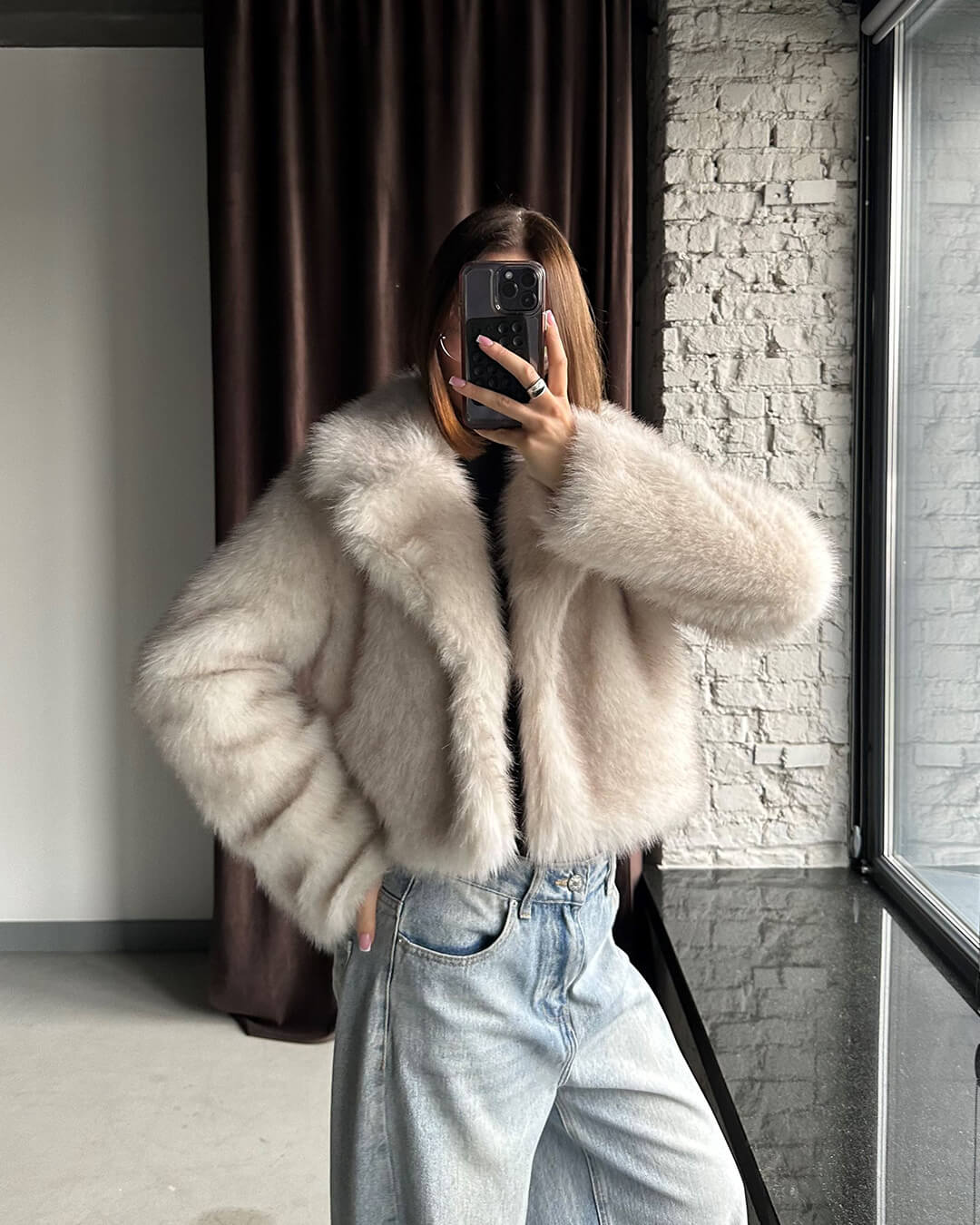 Veste Darcy courte en fausse fourrure