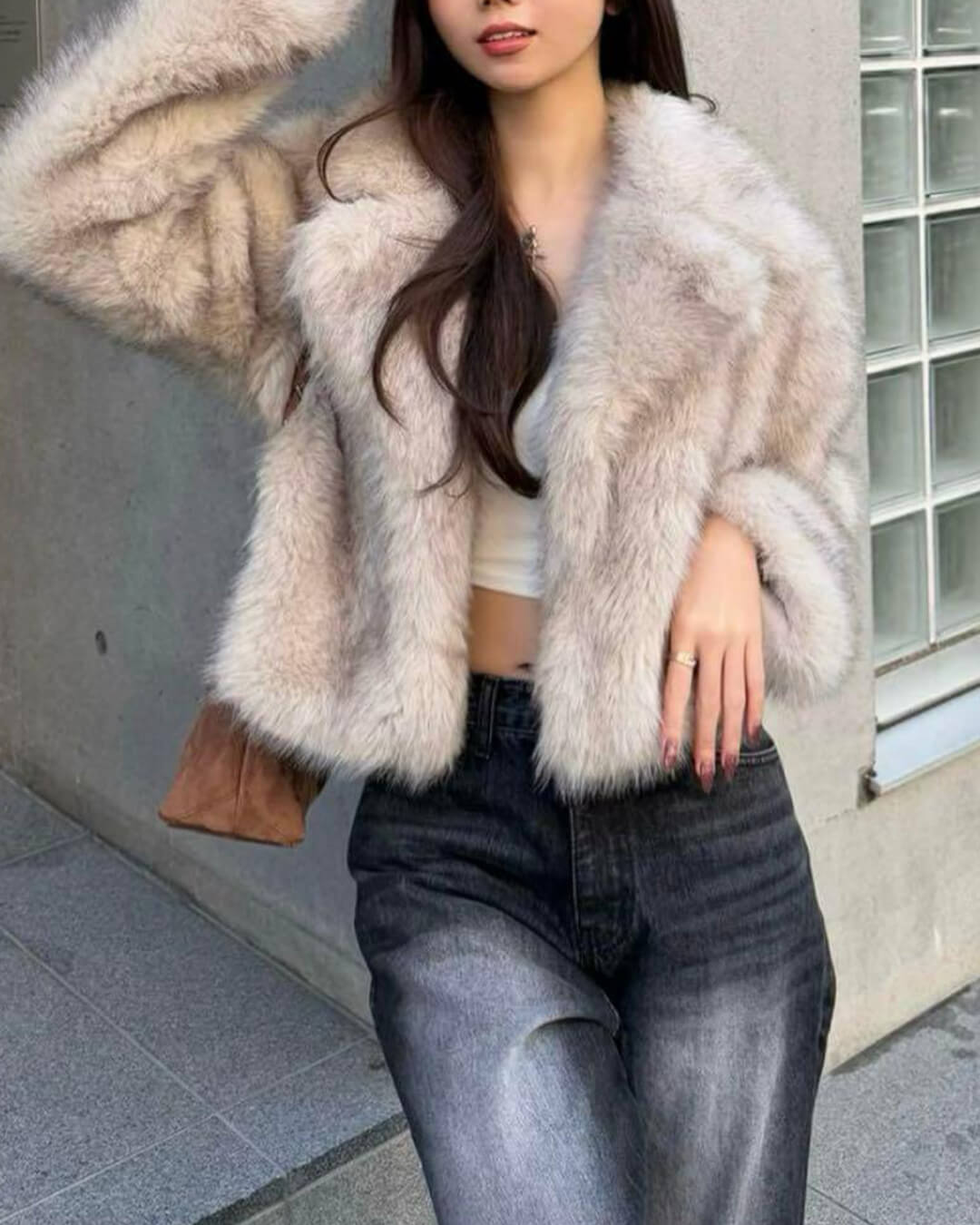 Veste Darcy courte en fausse fourrure
