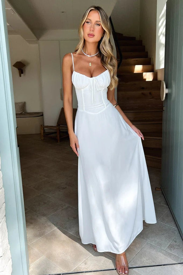 Robe midi Debra à ourlet volanté et bordure en dentelle