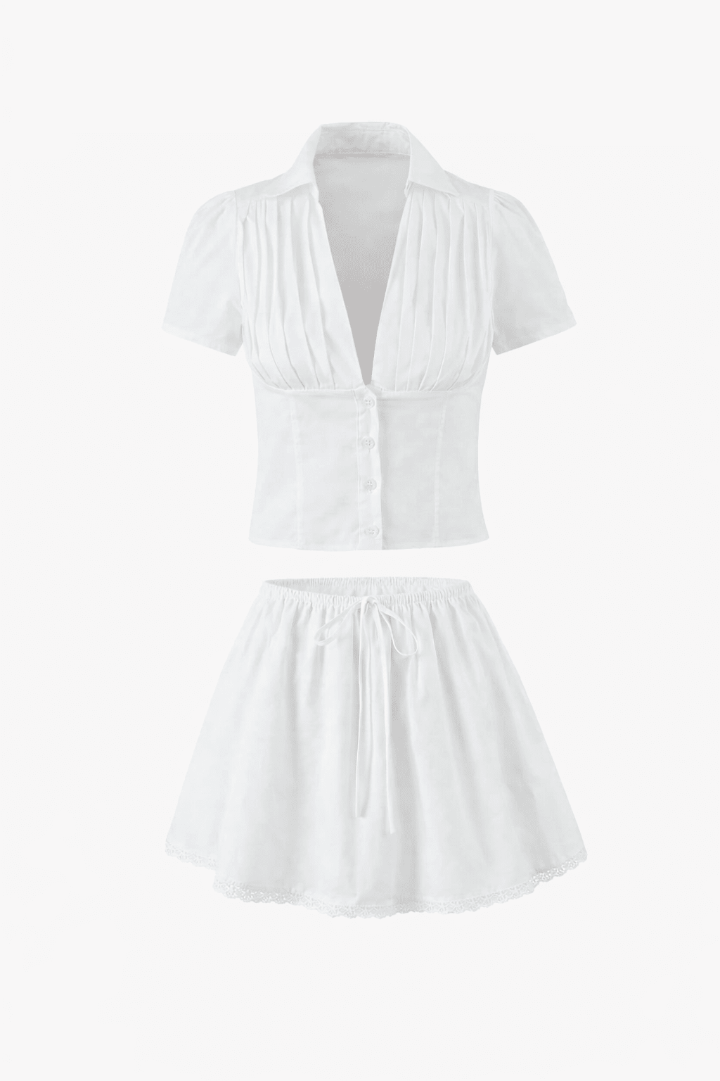 Ensemble Delia avec mini-jupe kawaii à décolleté plongeant