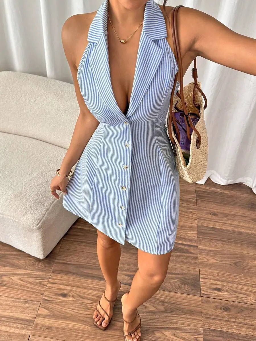 Robe de plage évasée dos nu avec nœud papillon Denise