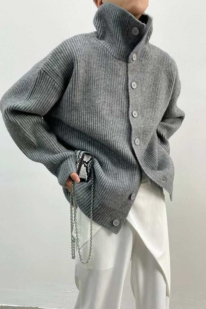 Gilet côtelé à col cheminée Donna