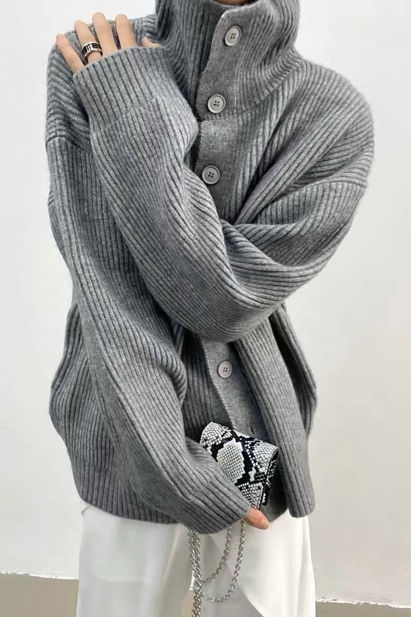 Gilet côtelé à col cheminée Donna