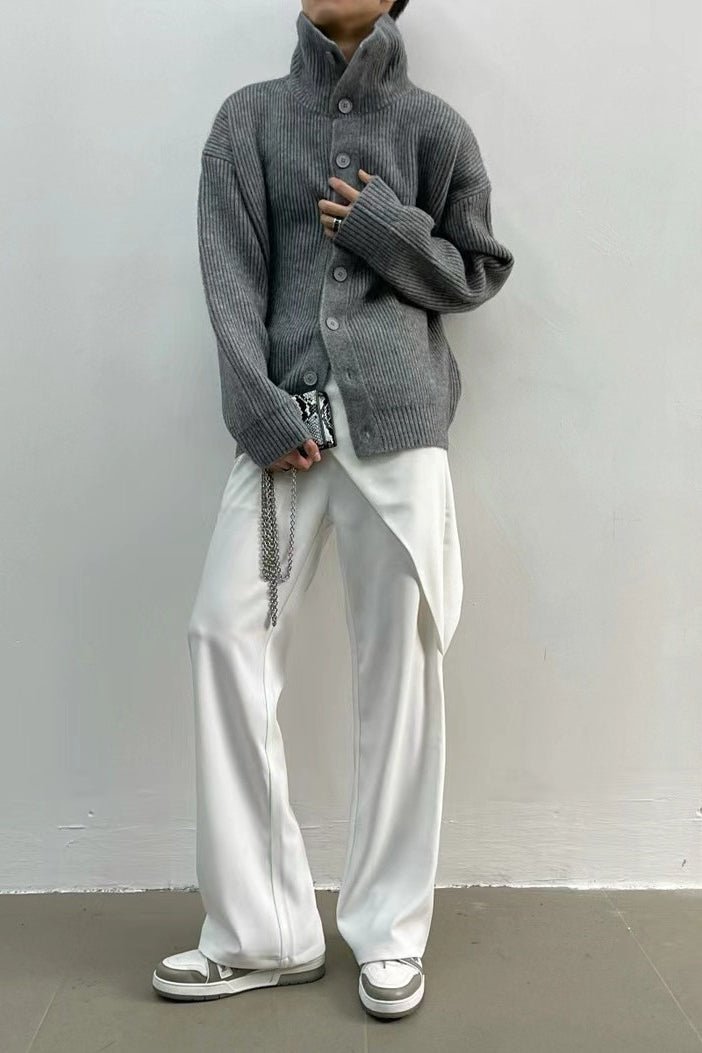 Gilet côtelé à col cheminée Donna