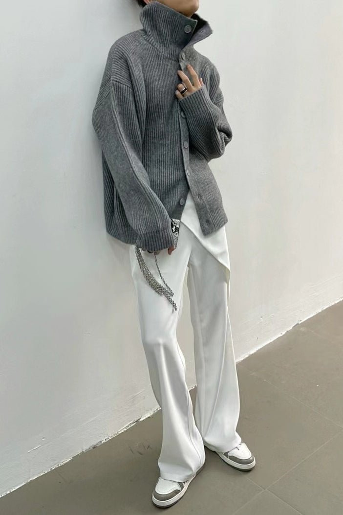 Gilet côtelé à col cheminée Donna