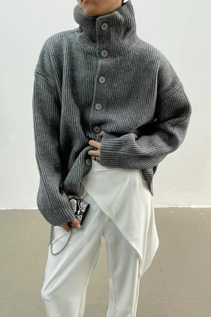 Gilet côtelé à col cheminée Donna
