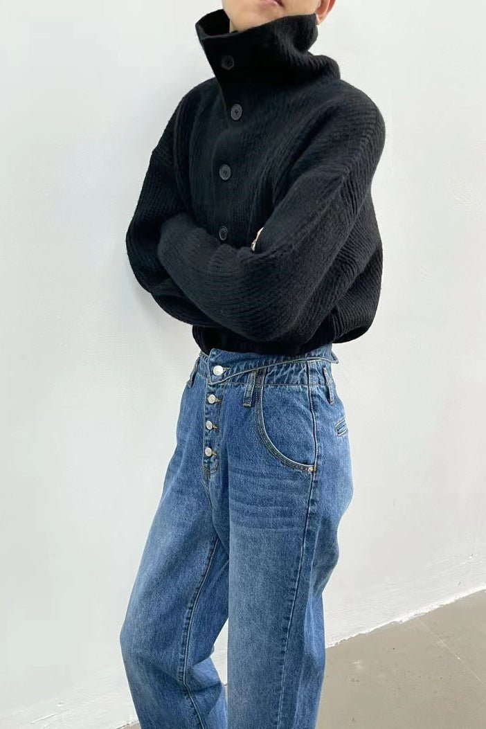 Gilet côtelé à col cheminée Donna