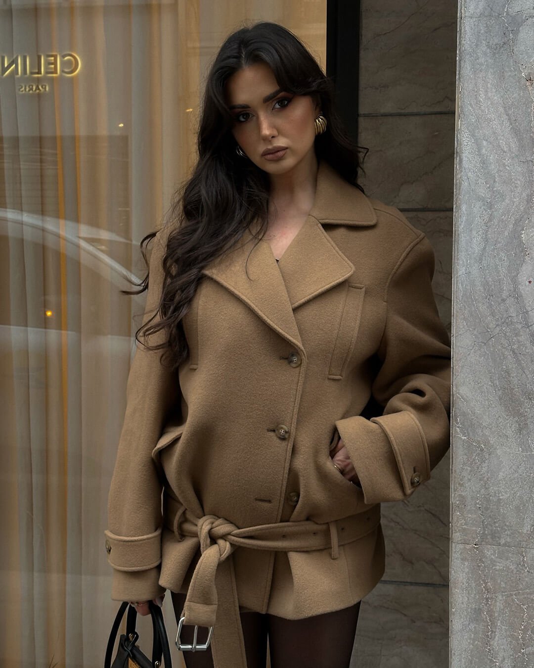 Manteau court ceinturé Elaine