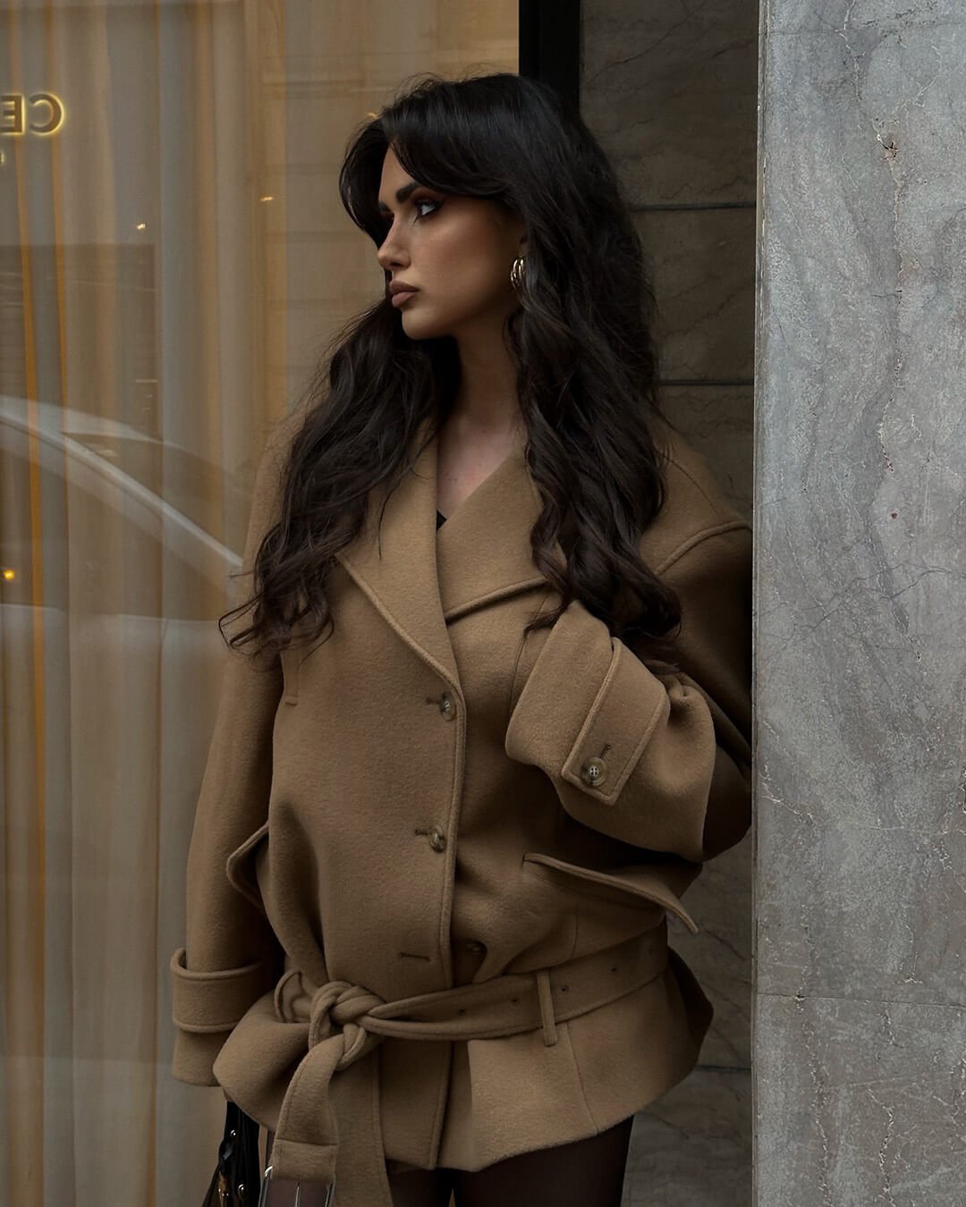 Manteau court ceinturé Elaine