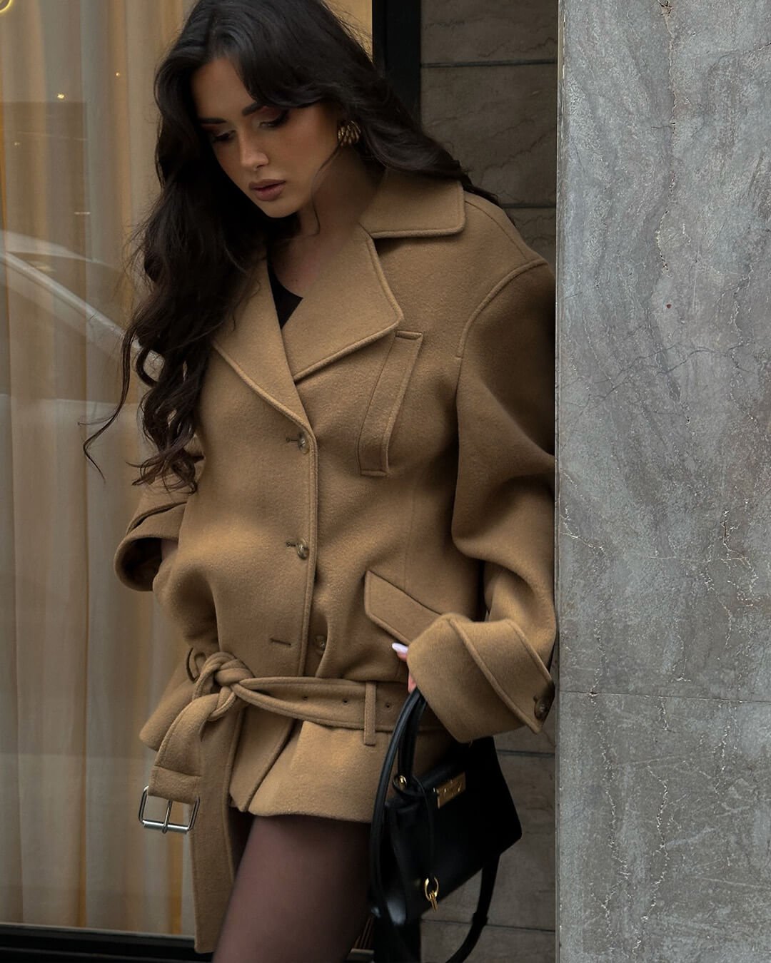 Manteau court ceinturé Elaine