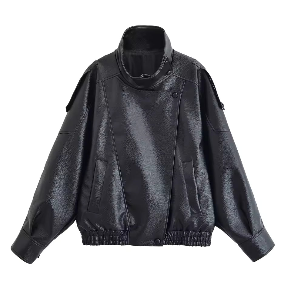 Veste Elena asymétrique à boutons et poches