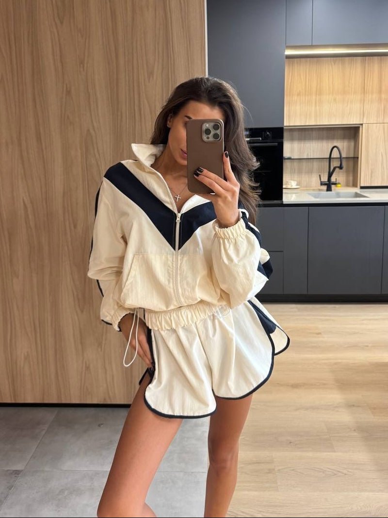 Ensemble coupe-vent et short à chevrons Ellen