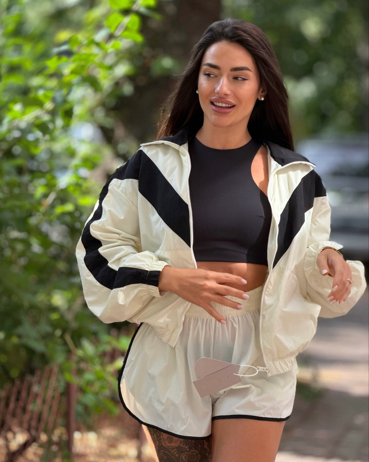 Ensemble coupe-vent et short à chevrons Ellen