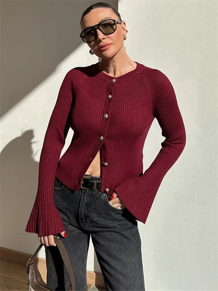 Eloisa Ribbed Knit Long Sleeve Cardigan