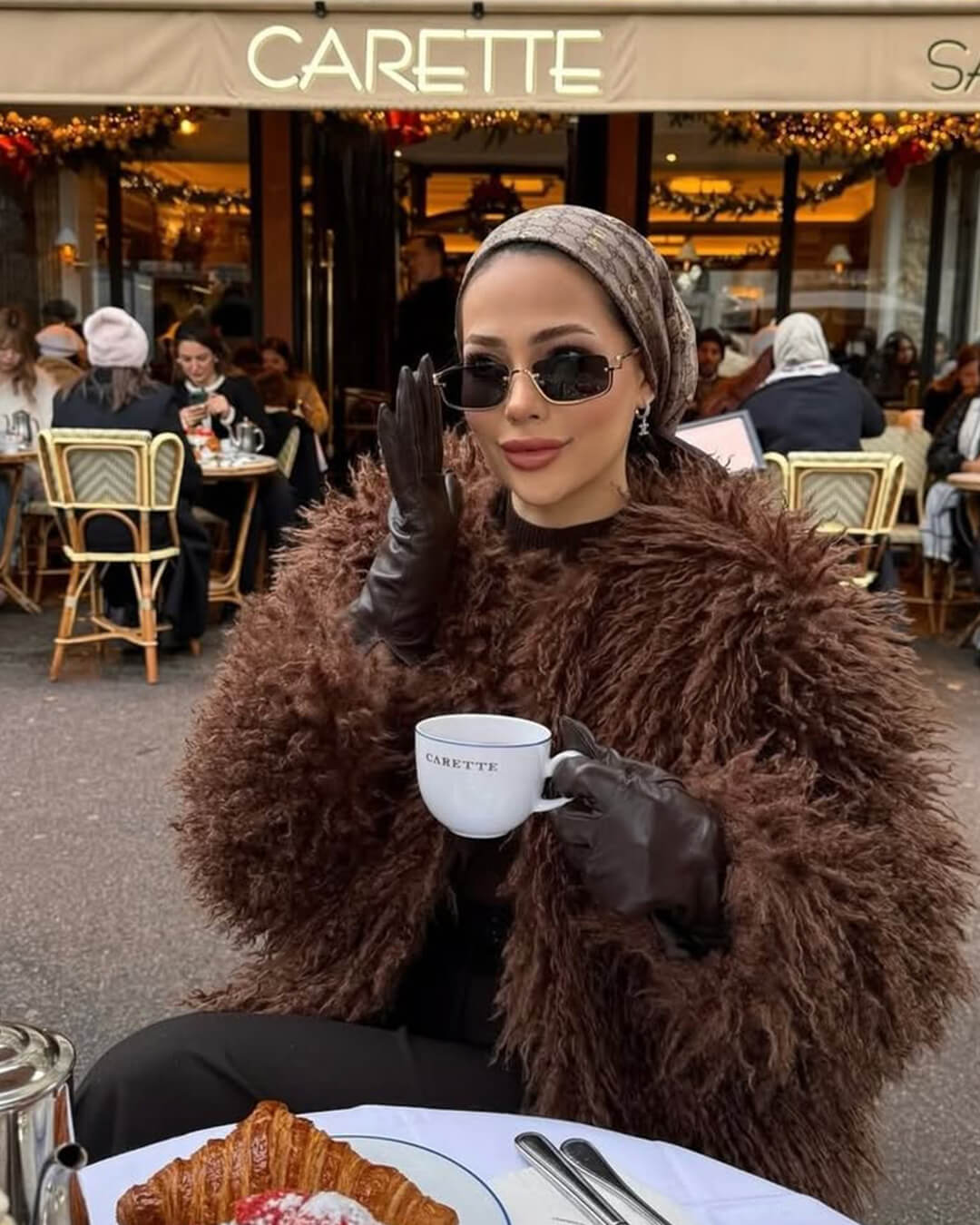 Manteau court duveteux en fausse fourrure Elsie