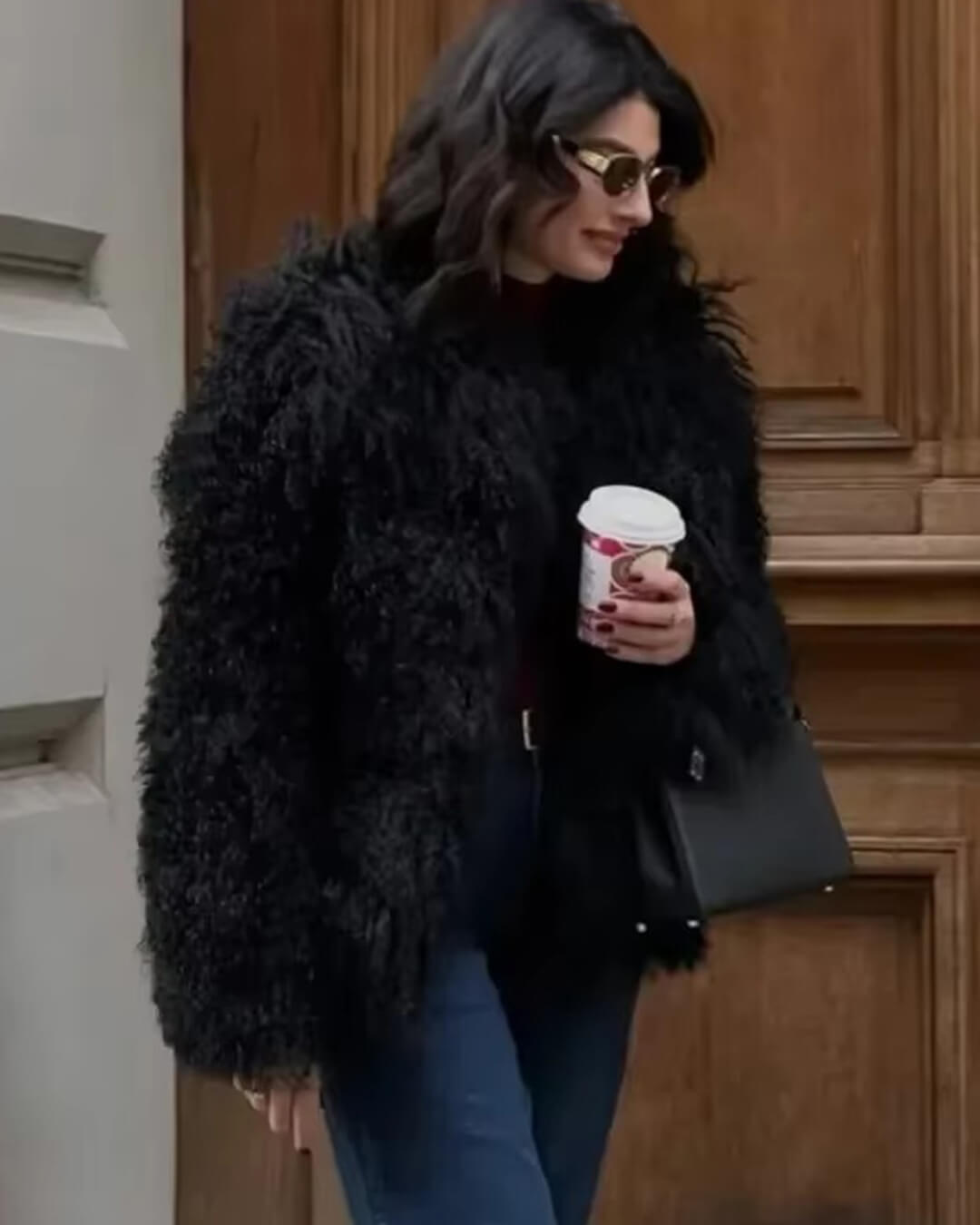 Manteau court duveteux en fausse fourrure Elsie
