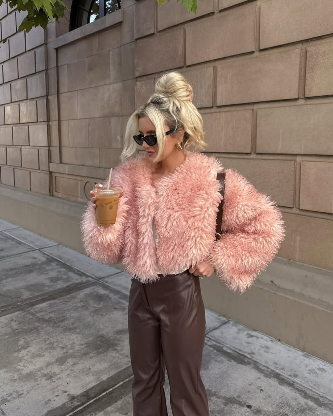 Manteau court duveteux en fausse fourrure Elsie