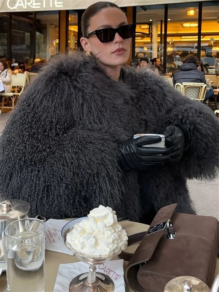 Manteau court duveteux en fausse fourrure Elsie