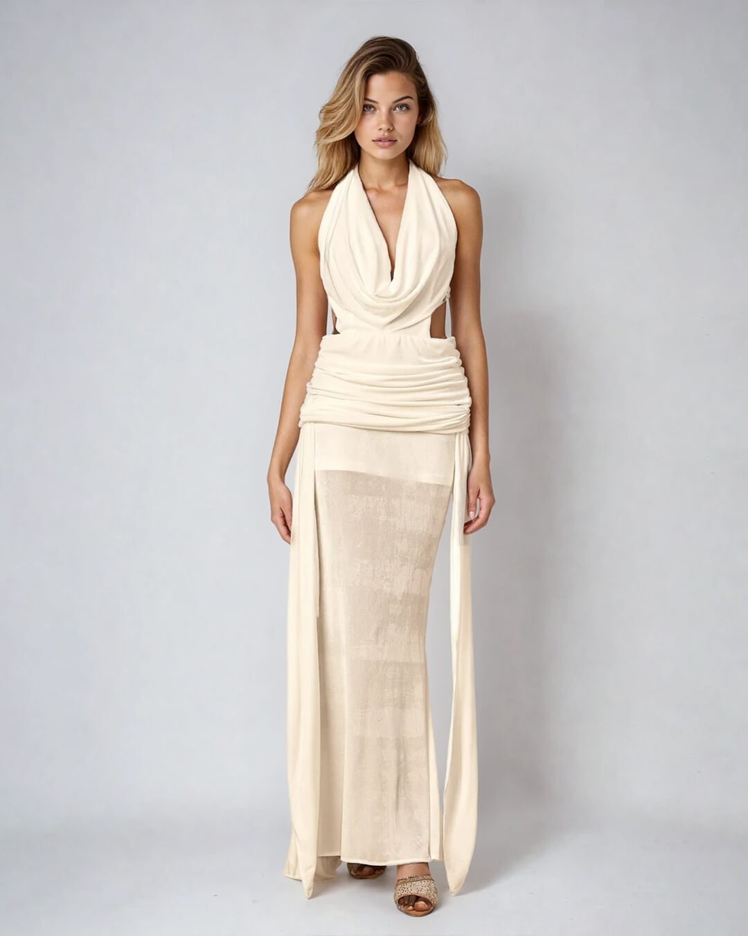 Robe longue Elyse dos nu à col licou