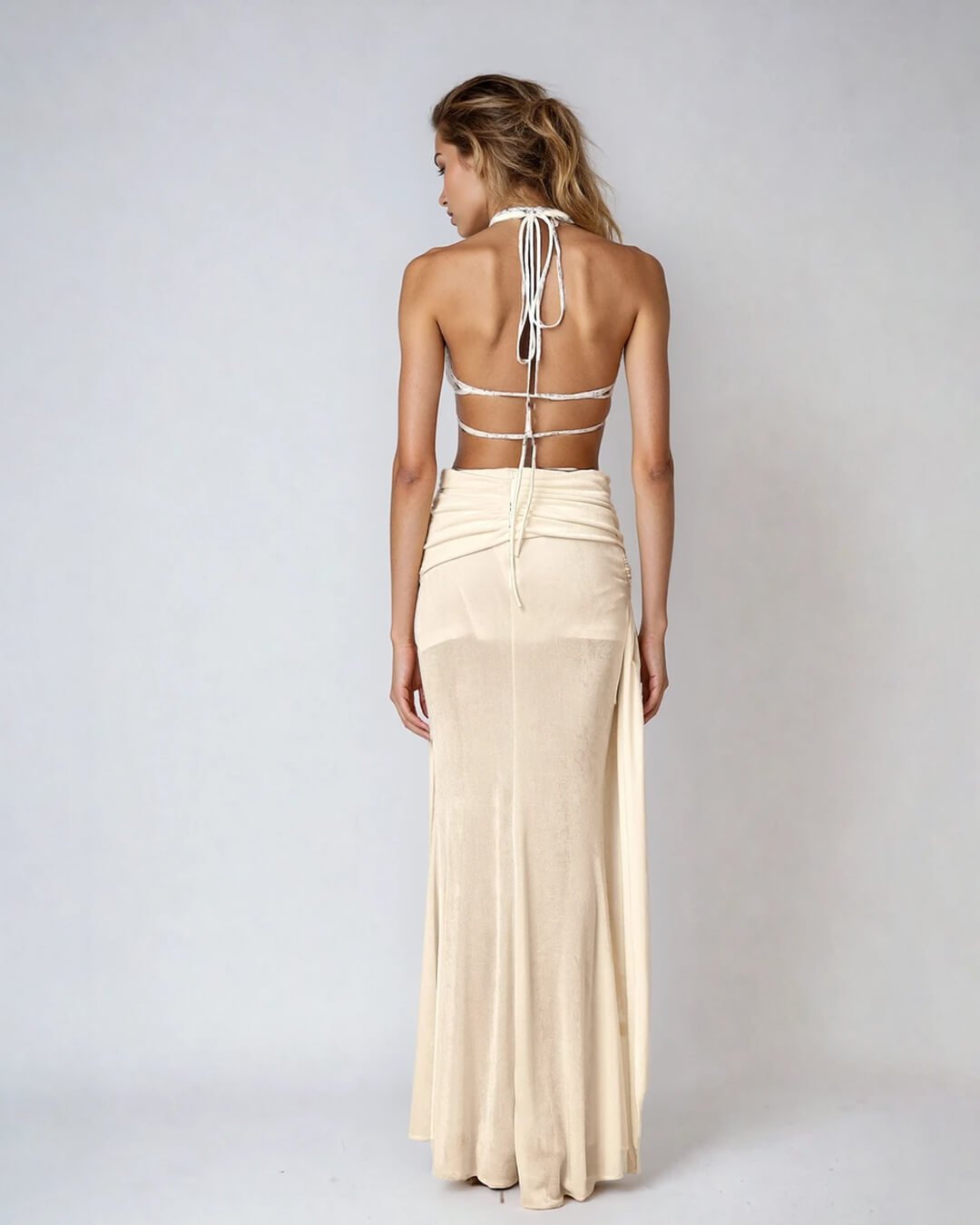Robe longue Elyse dos nu à col licou
