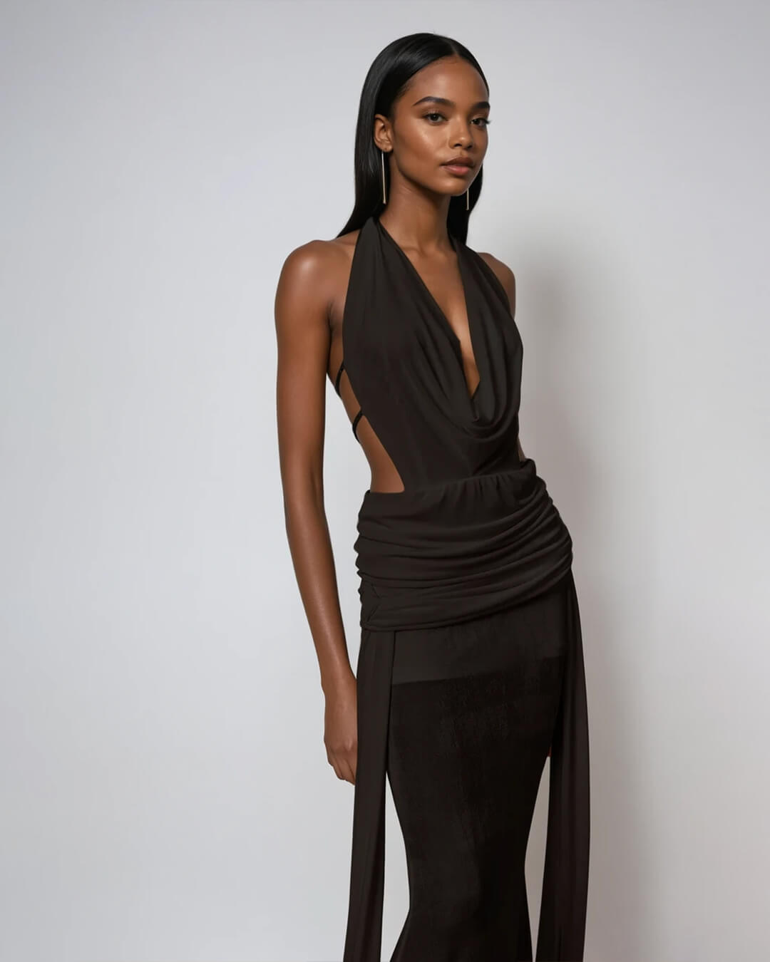 Robe longue Elyse dos nu à col licou