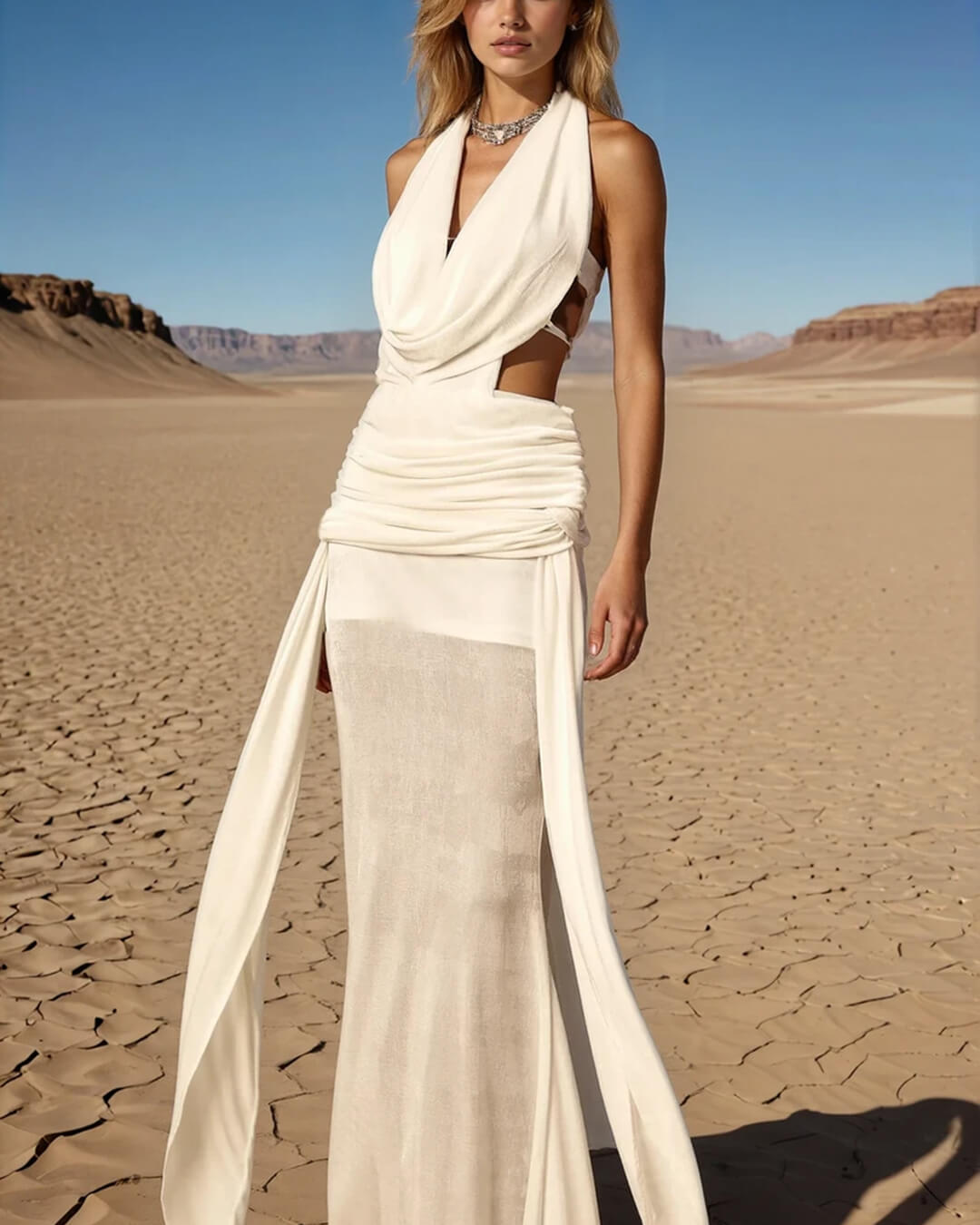 Robe longue Elyse dos nu à col licou