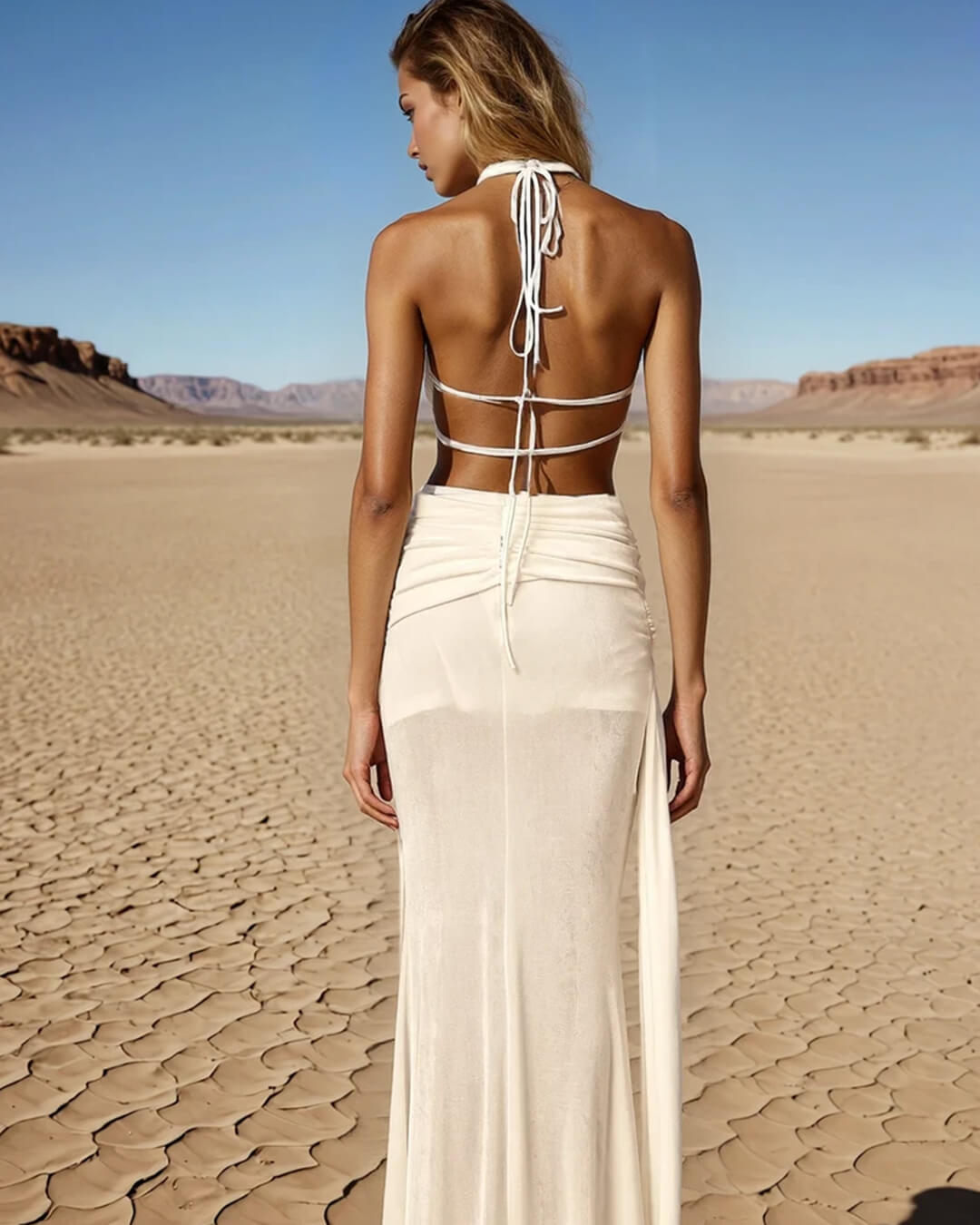 Robe longue Elyse dos nu à col licou