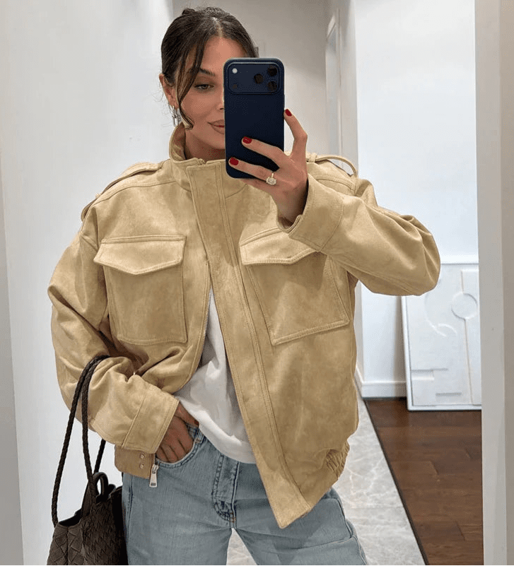Blouson aviateur en daim Elyssa