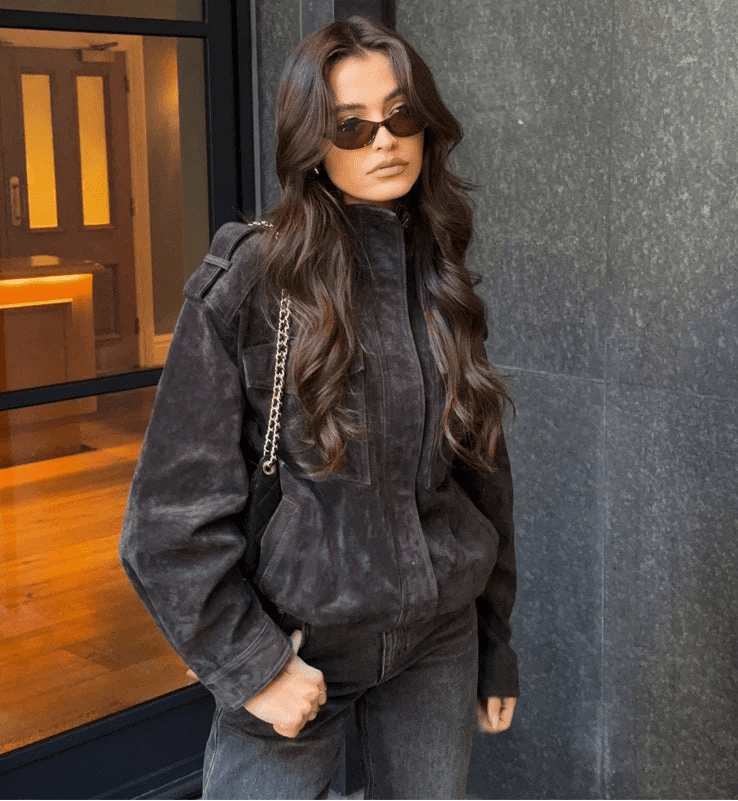 Blouson aviateur en daim Elyssa