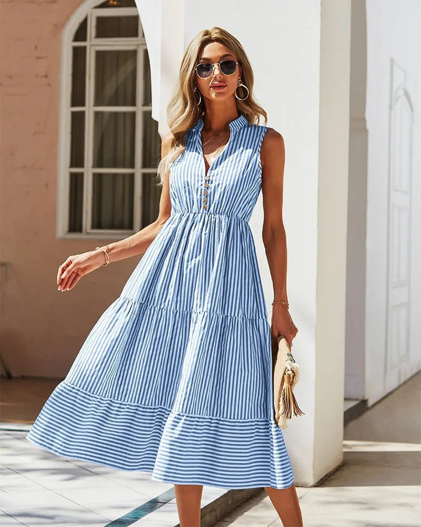 Robe-chemise sans manches Emilia à rayures
