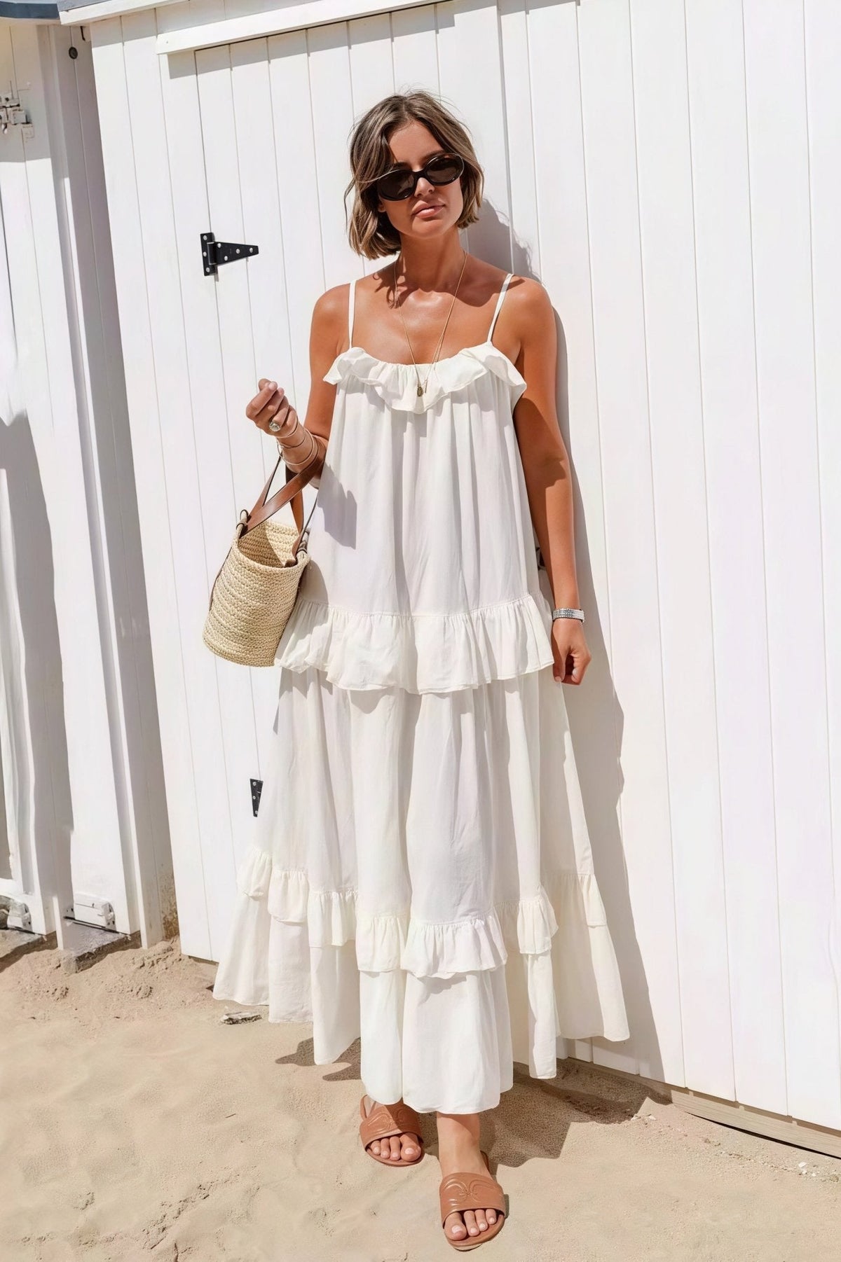 Robe longue Emiliana fluide à ourlet volanté