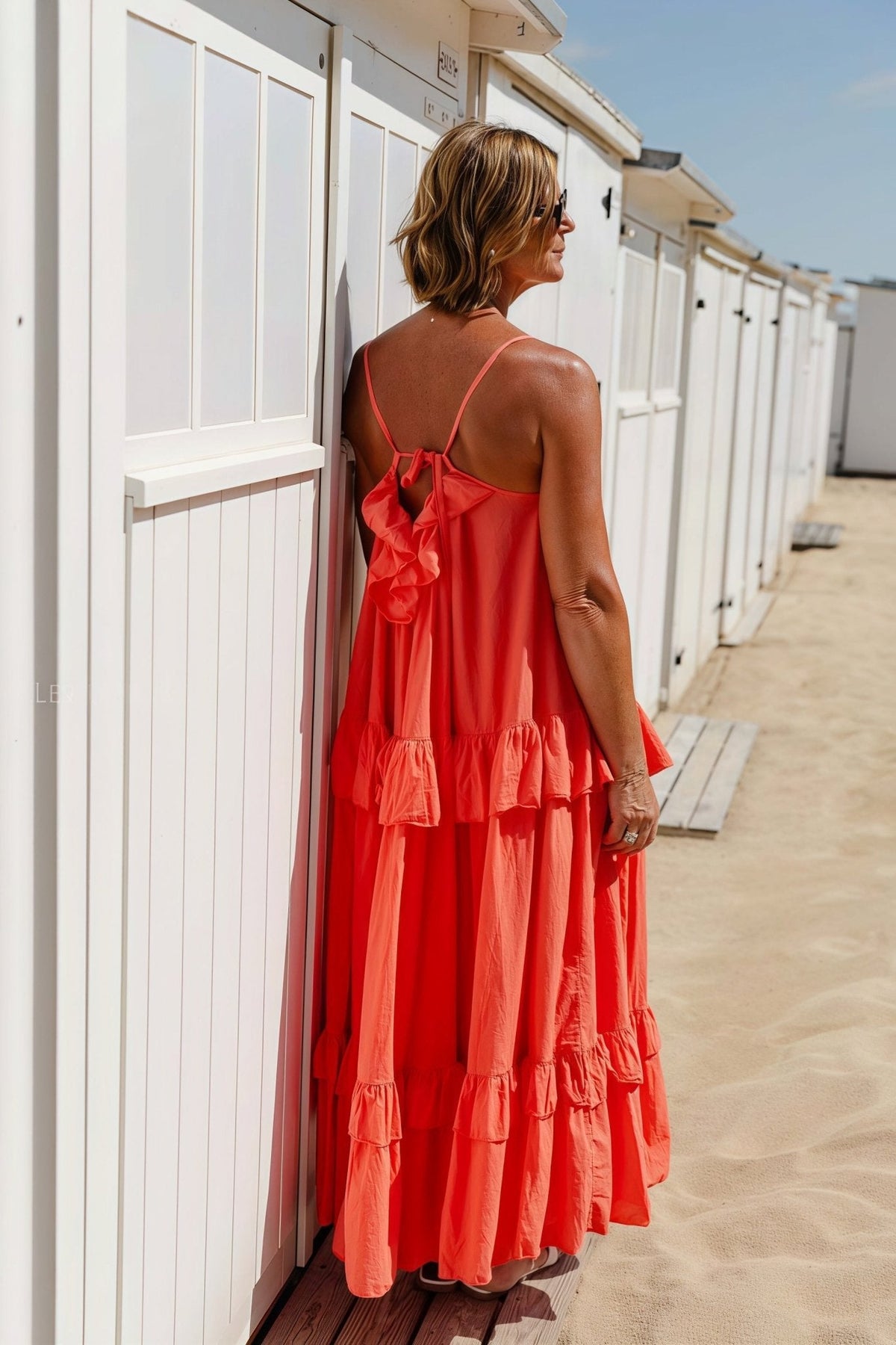 Robe longue Emiliana fluide à ourlet volanté