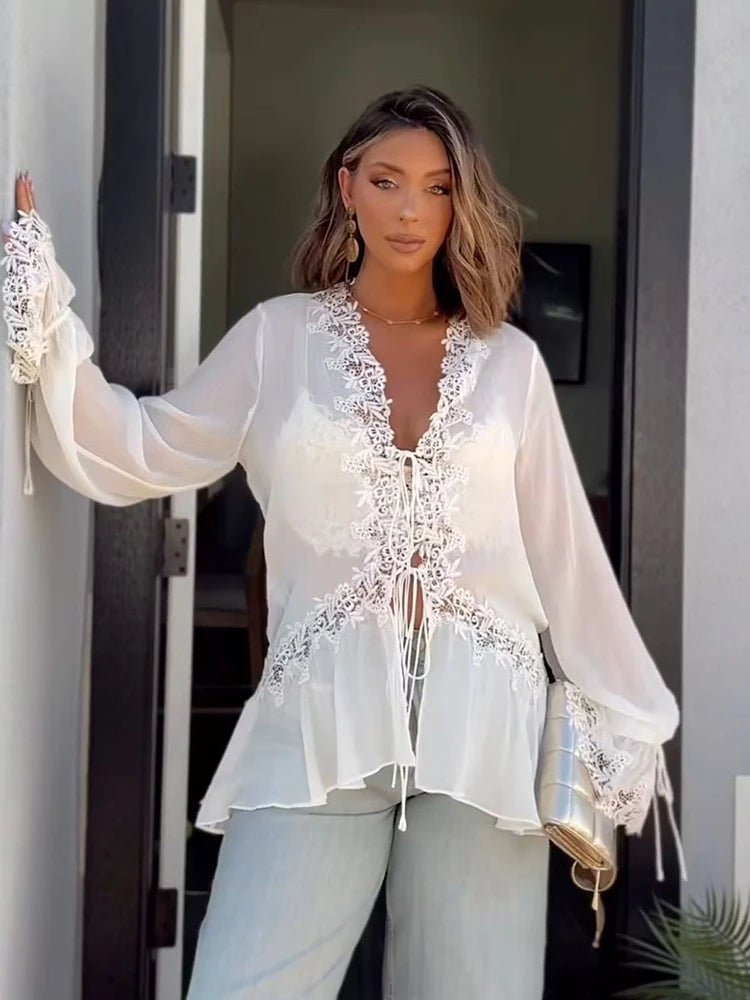 Top cardigan en dentelle Emily
