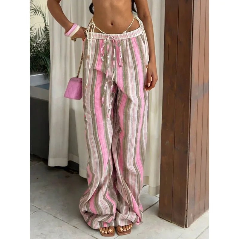 Pantalon rayé à jambes larges Emily