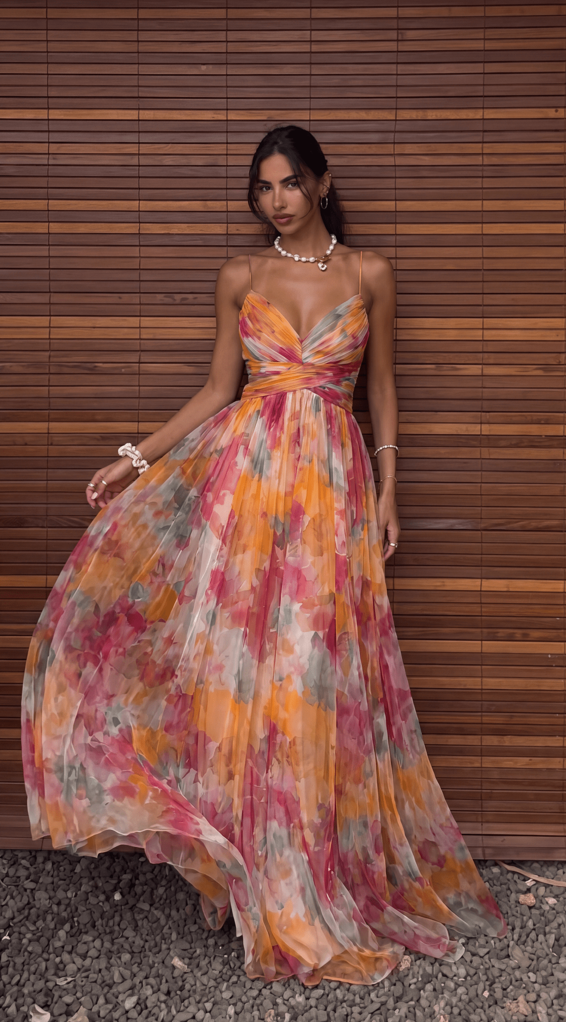 Robe longue en mesh floral Emma