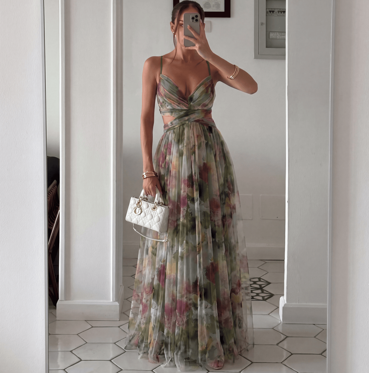 Robe longue en mesh floral Emma