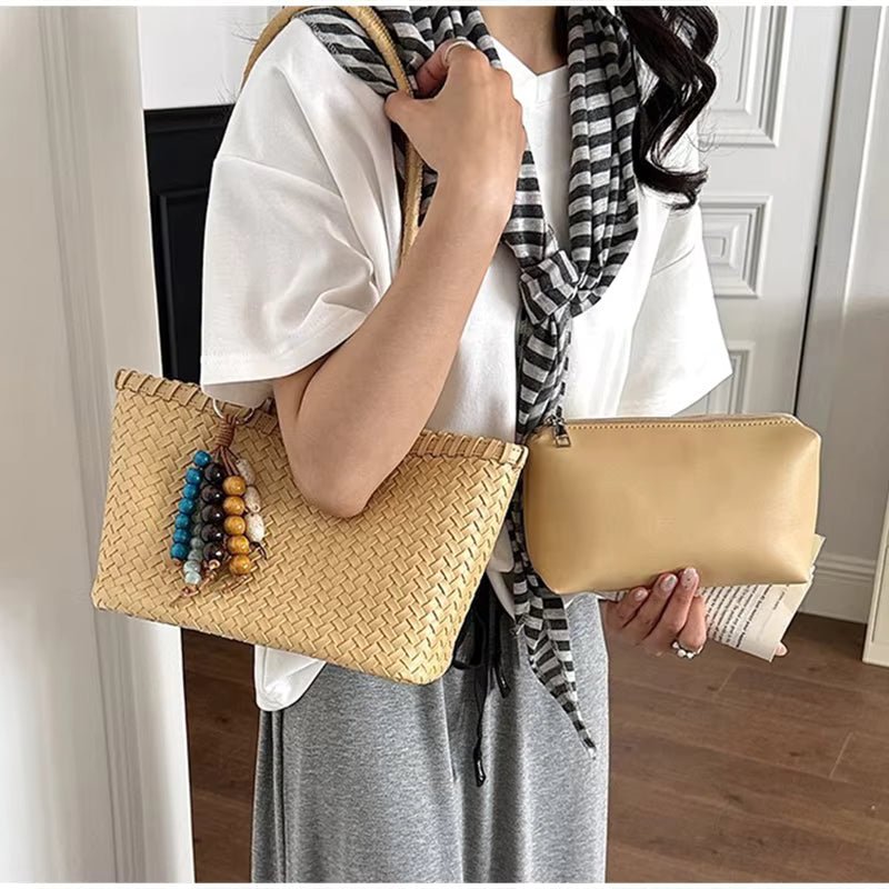 Emma Straw Woven Tote Bag