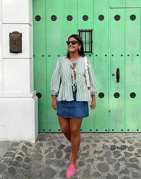 Blouse Emma rayée à manches bouffantes