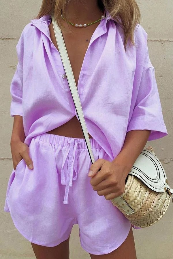 Ensemble Erica avec blouse boutonnée et short