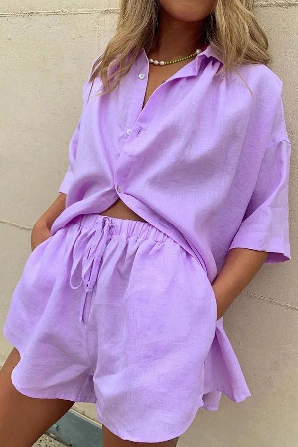 Ensemble Erica avec blouse boutonnée et short