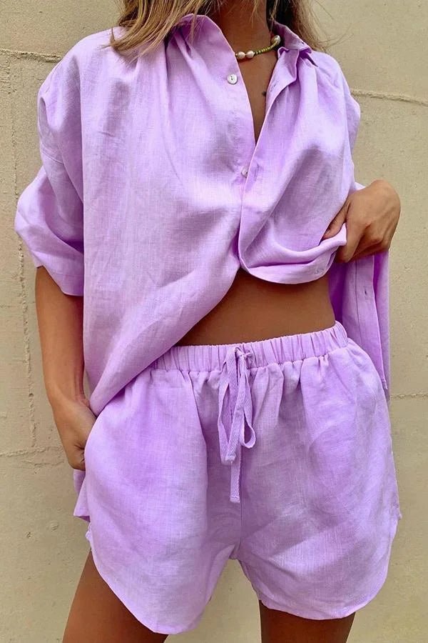 Ensemble Erica avec blouse boutonnée et short